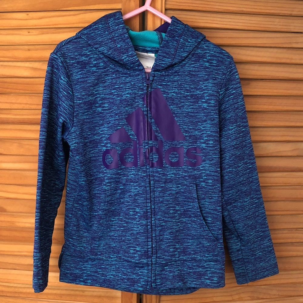 Adidas Kids Teal and Purple Hoodie